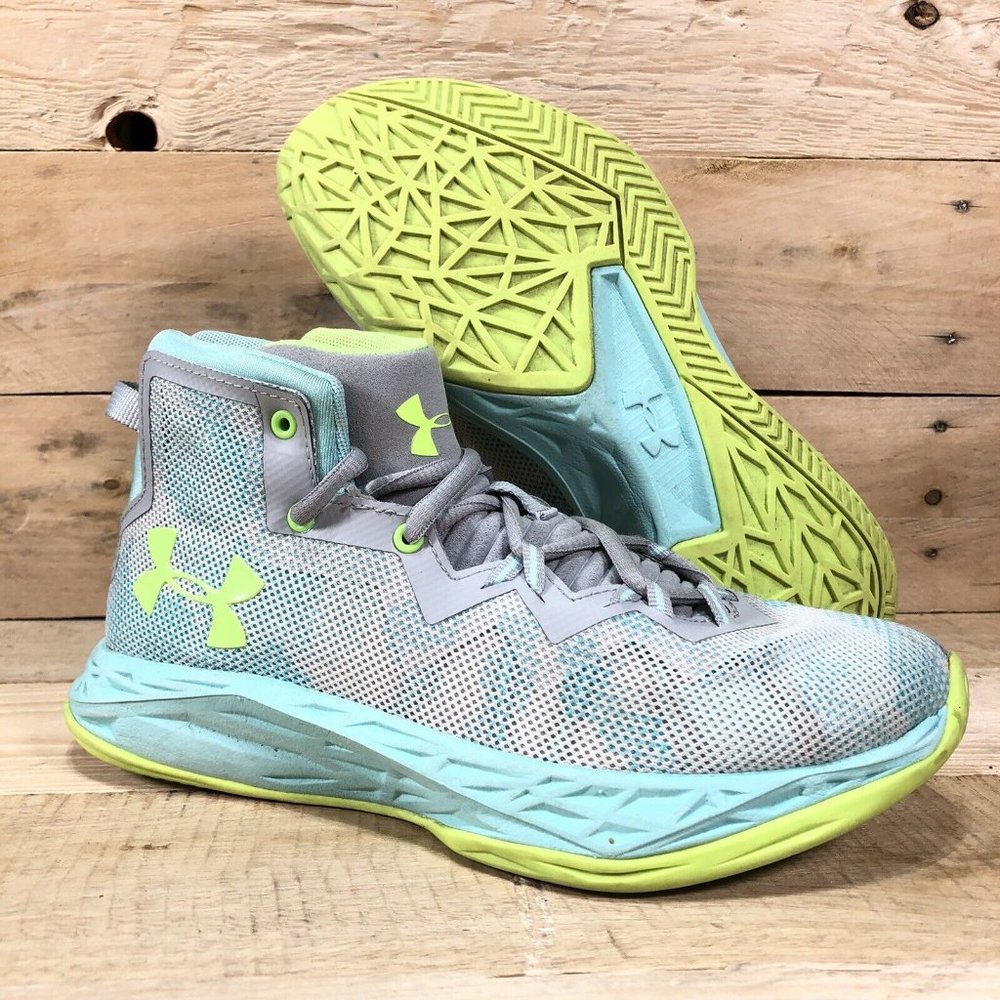 Under Armour Curry 2.5 Dub Nation Basketball Shoes Blue Volt Gray Youth 3.5 Y